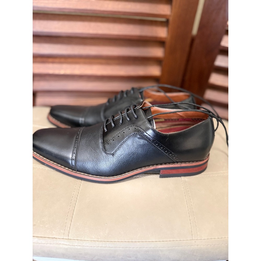 Ferro Aldo Cameron Mens Black Cap Toe Brogue Oxford Dress Shoes Size 10